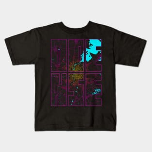 Odense, Denmark City Map Typography - Neon Kids T-Shirt